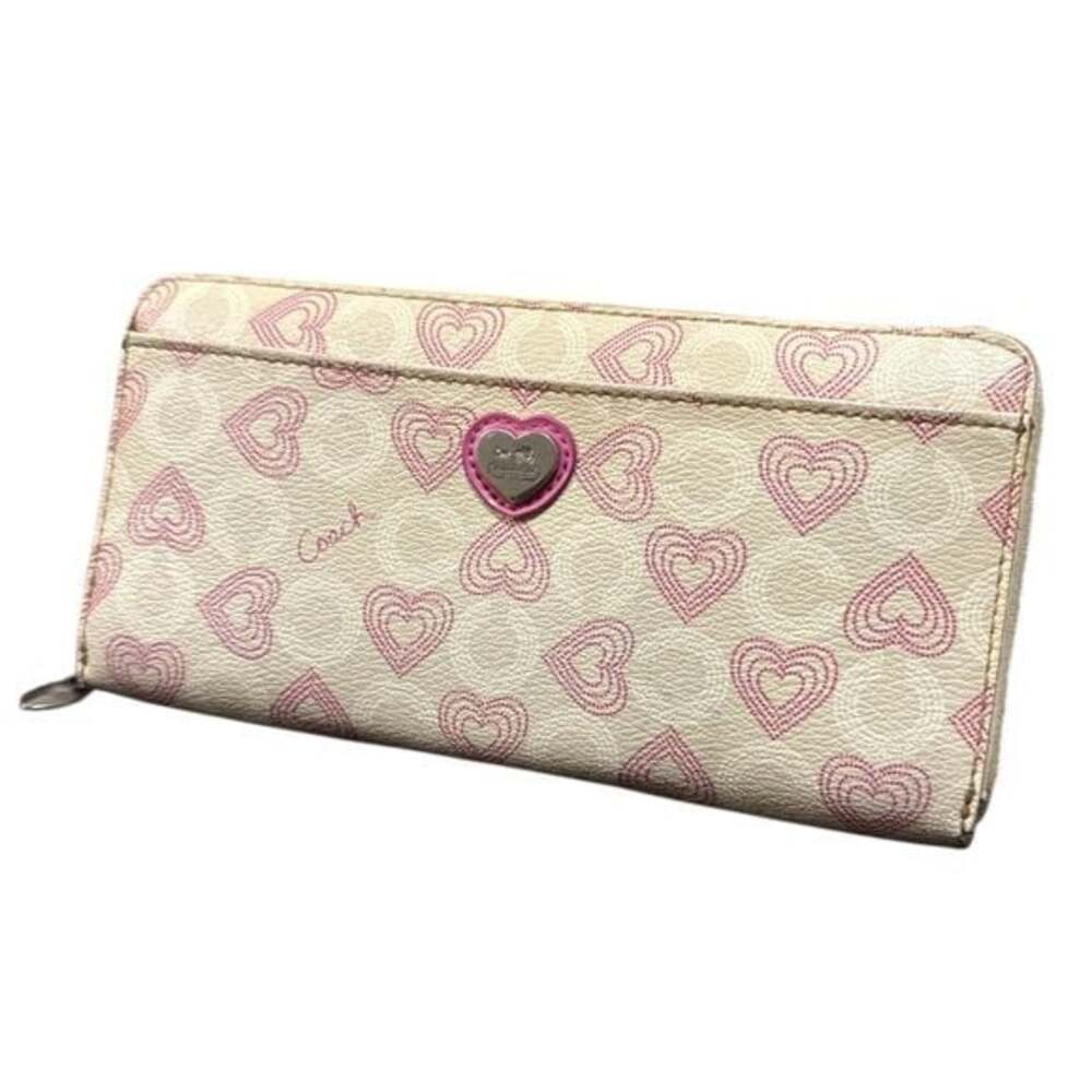 Coach Beige and Pink Heart Wallet